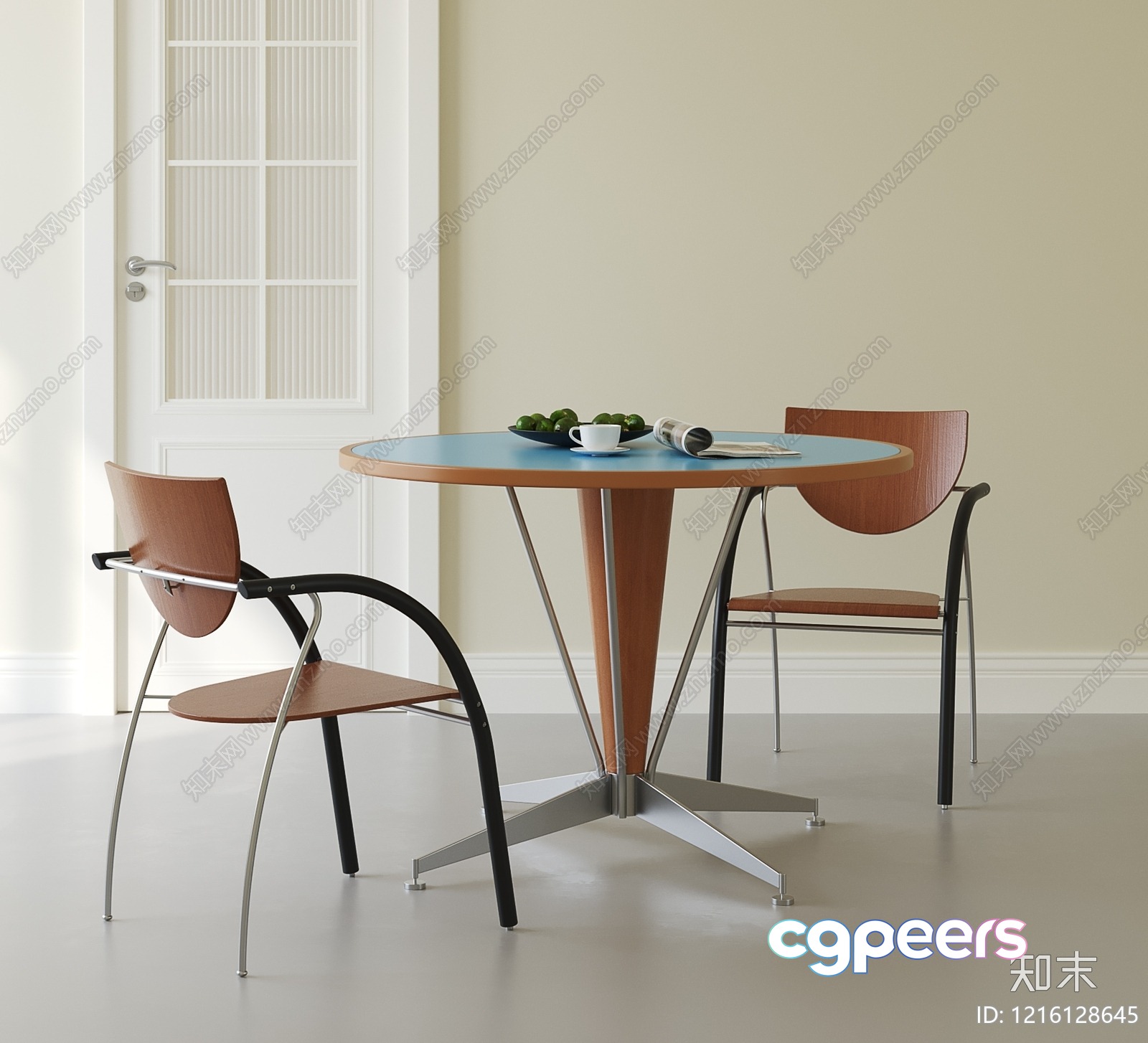A Round Table And Two Chairs 3D Model - 10440 - VRAY Render