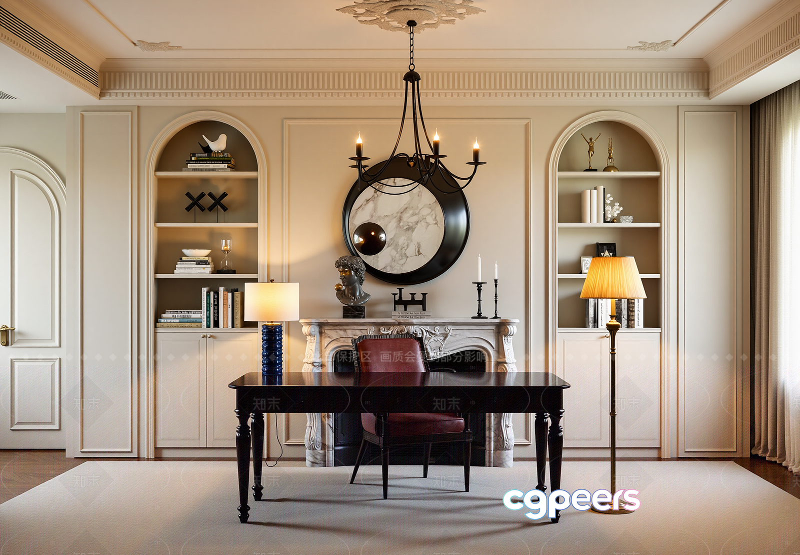 Elegant Home Office 3D Model - 16087 - VRAY Render Elegant Home Office 3D Model - 16087 - VRAY Render