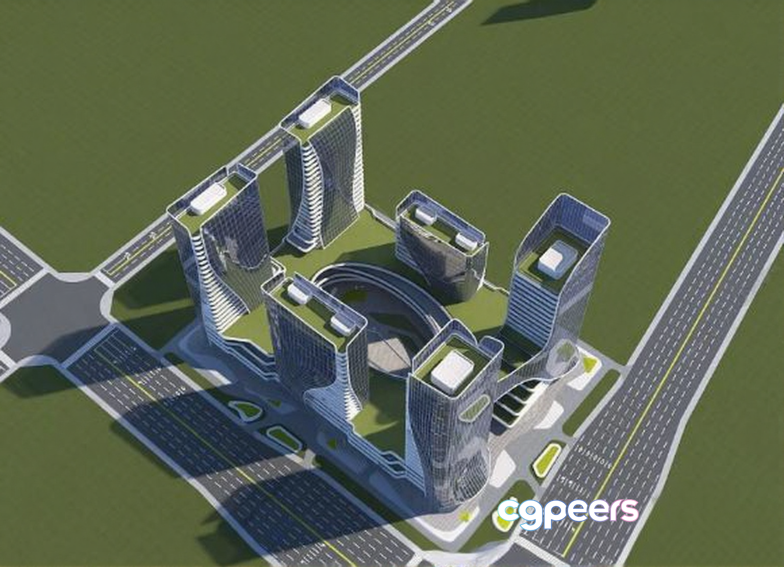 A 3D Architectural Rendering Of A City Block 3D Model - 2853 - VRAY Render A 3D Architectural Rendering Of A City Block 3D Model - 2853 - VRAY Render
