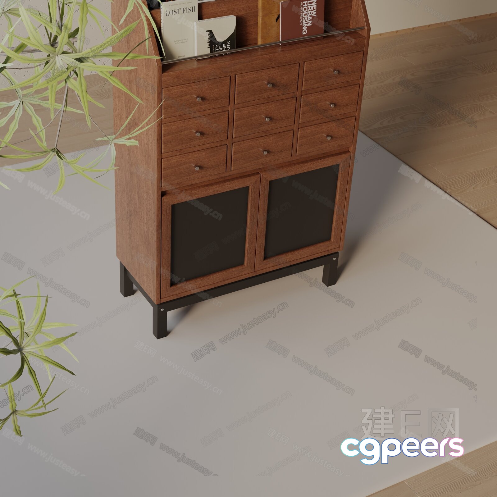 Wooden Storage Unit 3D Model - 15980 - VRAY Render