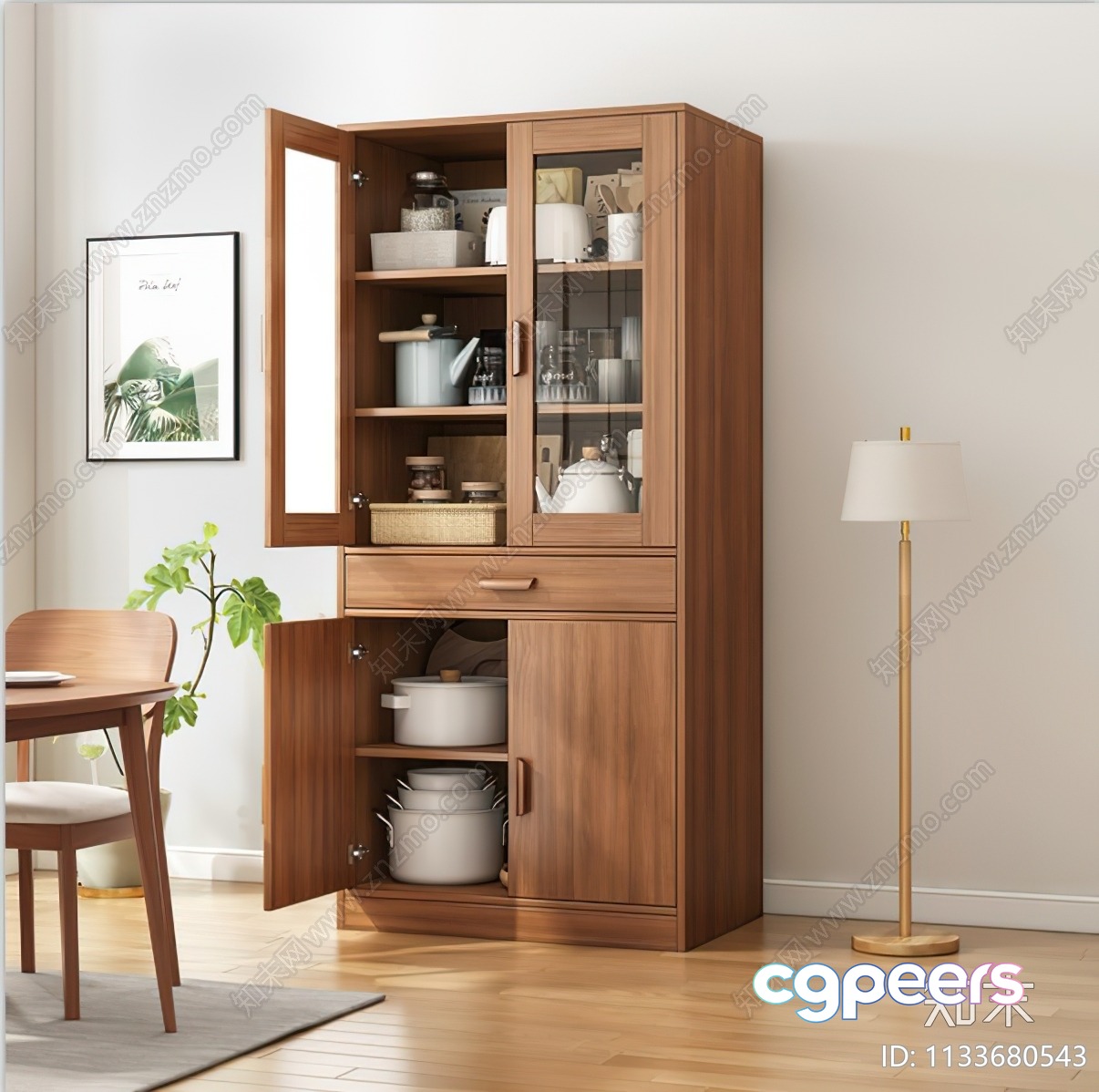 Wooden Cabinet 3D Model - 9466 - VRAY Render