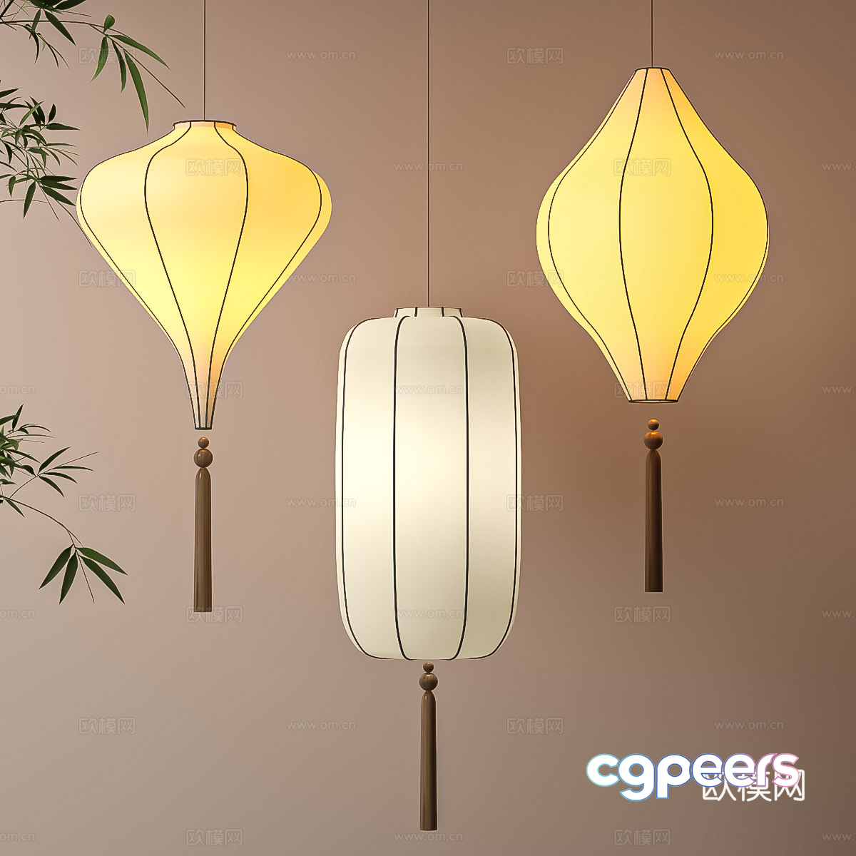 Asian-Style Hanging Lanterns 3D Model - 9187 - VRAY Render Asian-Style Hanging Lanterns 3D Model - 9187 - VRAY Render