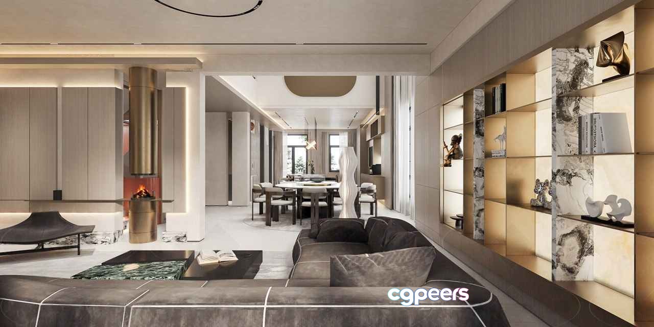Modern Living Room 3D Model - 110 - VRAY Render Modern Living Room 3D Model - 110 - VRAY Render