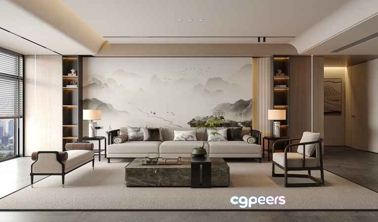 Modern Living Room 3D Model - 15923 - VRAY Render Modern Living Room 3D Model - 15923 - VRAY Render