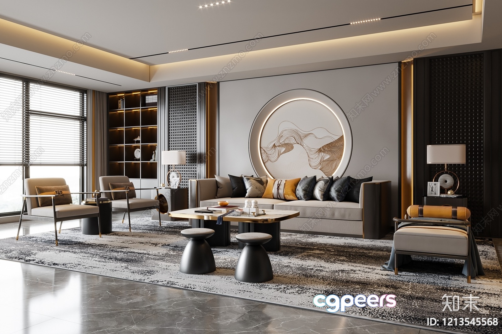 Modern Living Room 3D Model - 7589 - VRAY Render