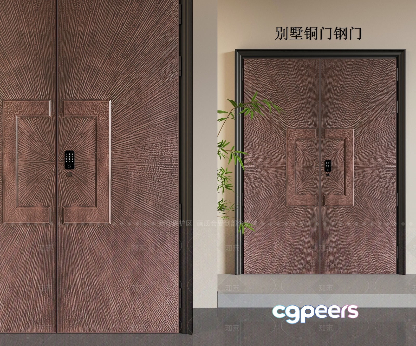 Wooden Doors With Keypads 3D Model - 4975 - VRAY Render