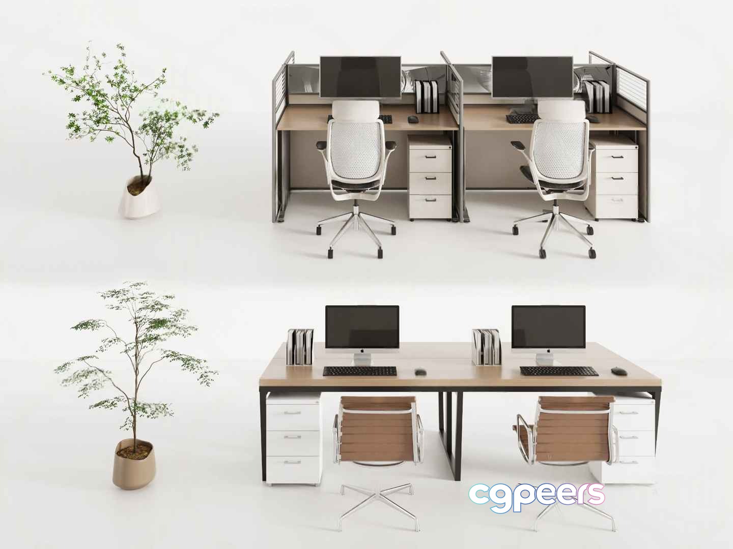 A Modern Office Desk 3D Model - 20070 - VRAY Render
