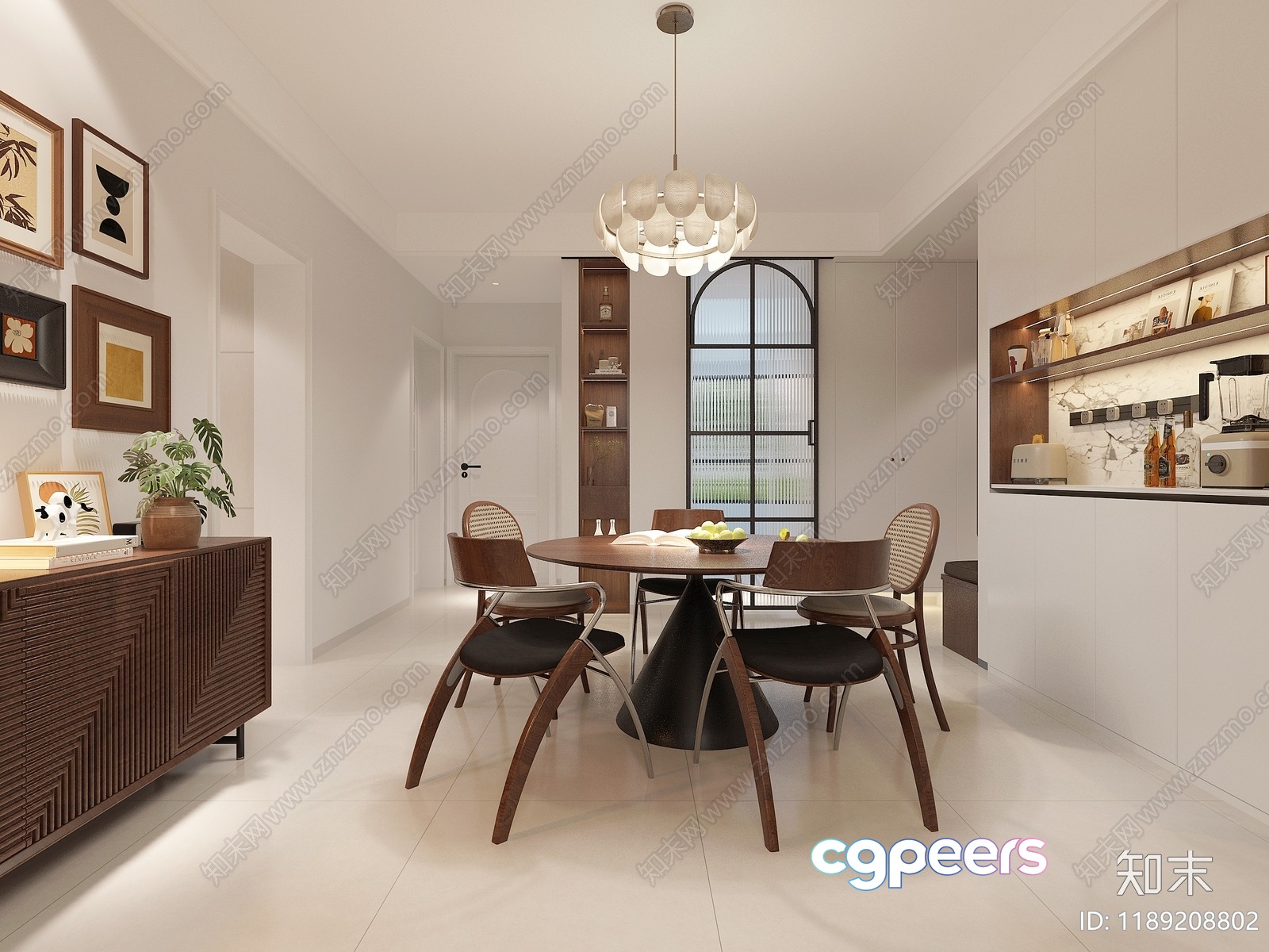 A Modern Dining Room 3D Model - 10026 - VRAY Render