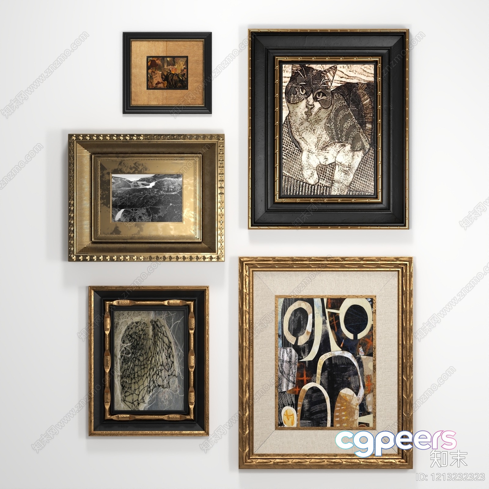 A Collection Of Framed Artwork 3D Model - 5003 - VRAY Render A Collection Of Framed Artwork 3D Model - 5003 - VRAY Render