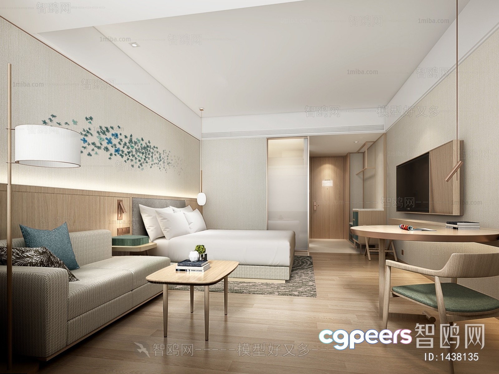 Modern Hotel Room 3D Model - 22658 - VRAY Render