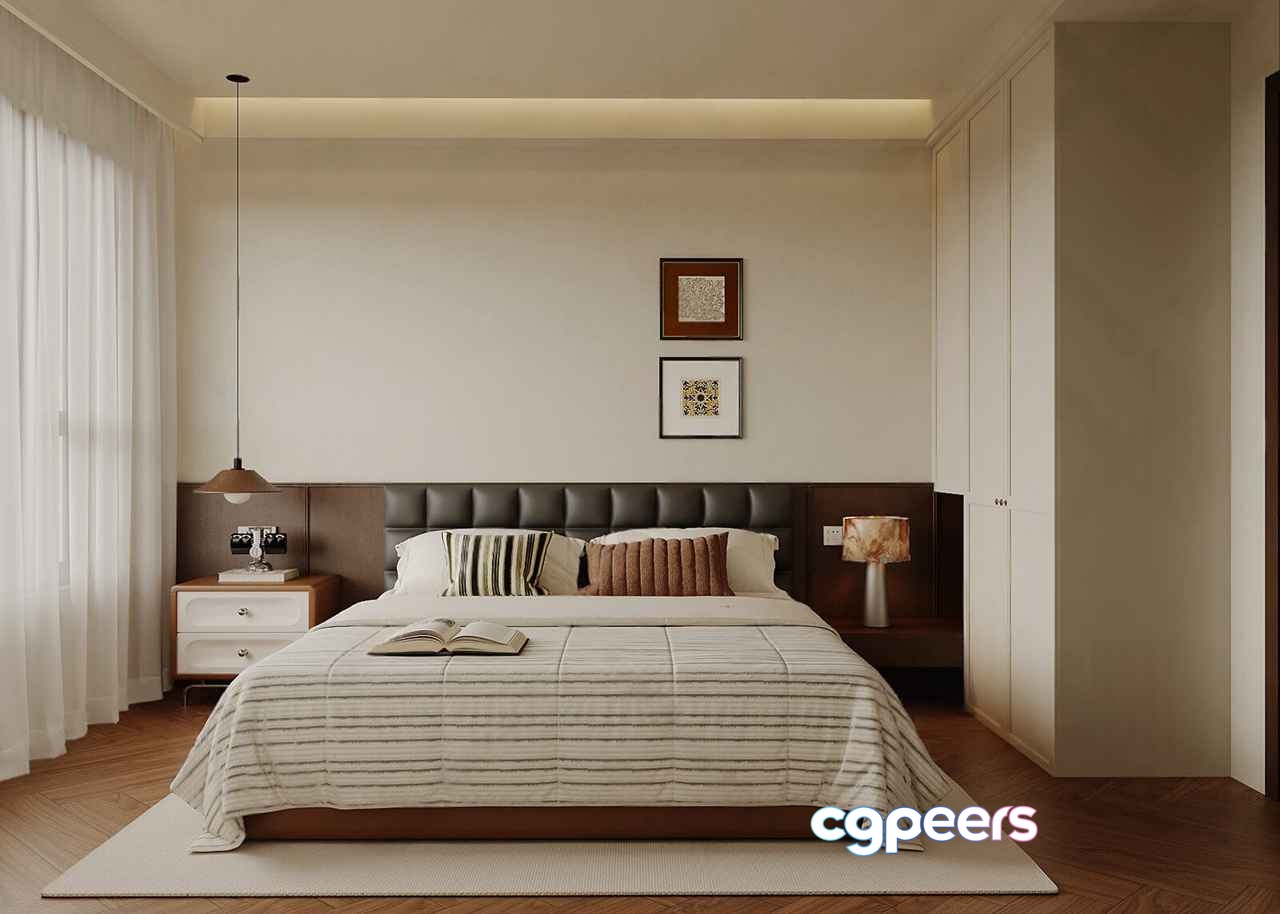 Modern Minimalist Bedroom 3D Model - 3404 - VRAY Render Modern Minimalist Bedroom 3D Model - 3404 - VRAY Render
