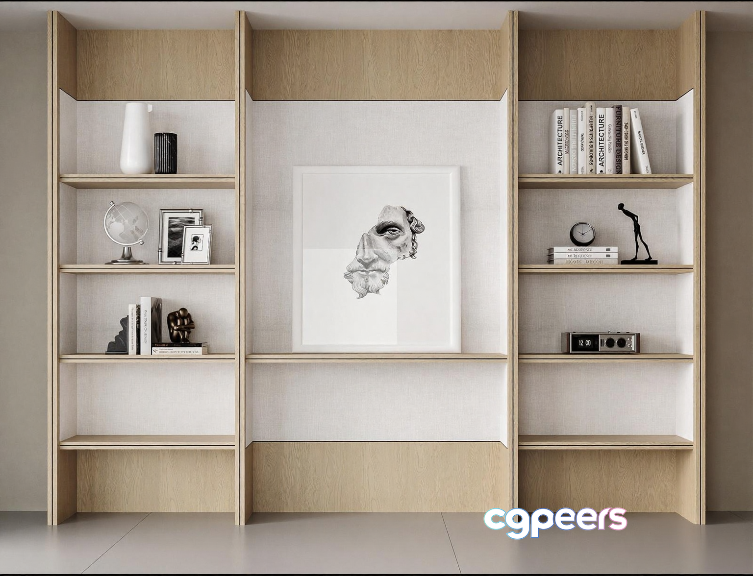 Light-Colored Wooden Bookshelf 3D Model - 4562 - CORONA Render Light-Colored Wooden Bookshelf 3D Model - 4562 - CORONA Render