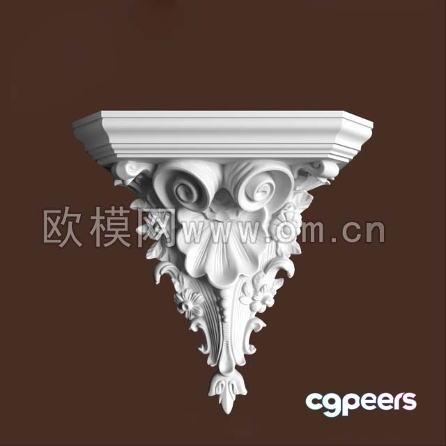 A White Ornate Shelf 3D Model - 21417 - VRAY Render
