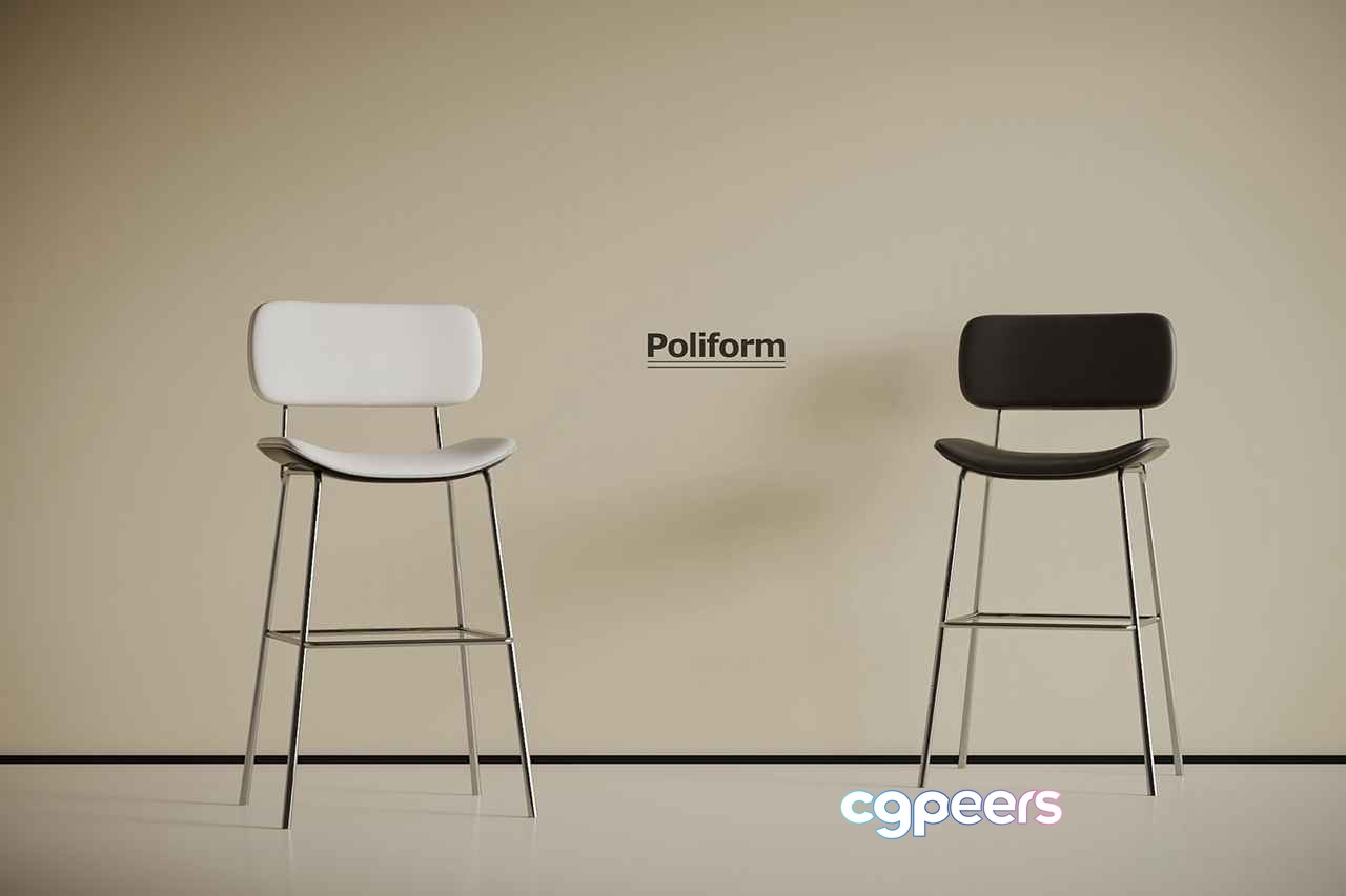 Modern White Chairs 3D Model - 5386 - VRAY Render