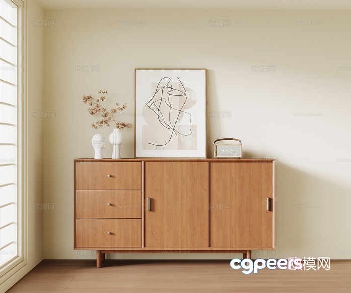 Mid-Century Modern Sideboard 3D Model - 6915 - VRAY Render