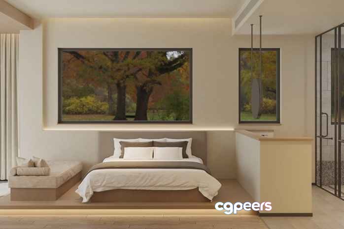 Modern Minimalist Bedroom 3D Model - 16660 - CORONA Render