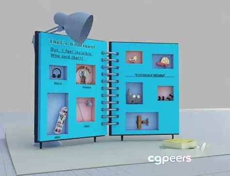 Blue Spiral-Bound Book 3D Model - 6446 - VRAY Render