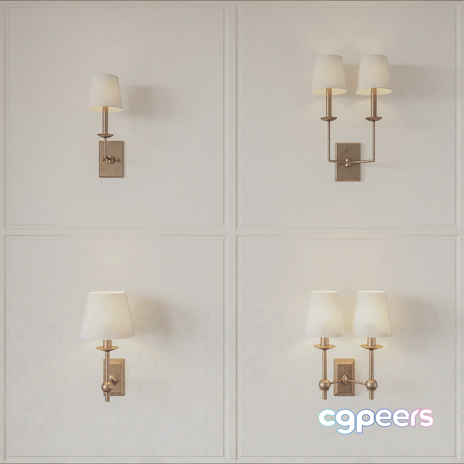 Gold Light Fixtures 3D Model - 1198 - VRAY Render