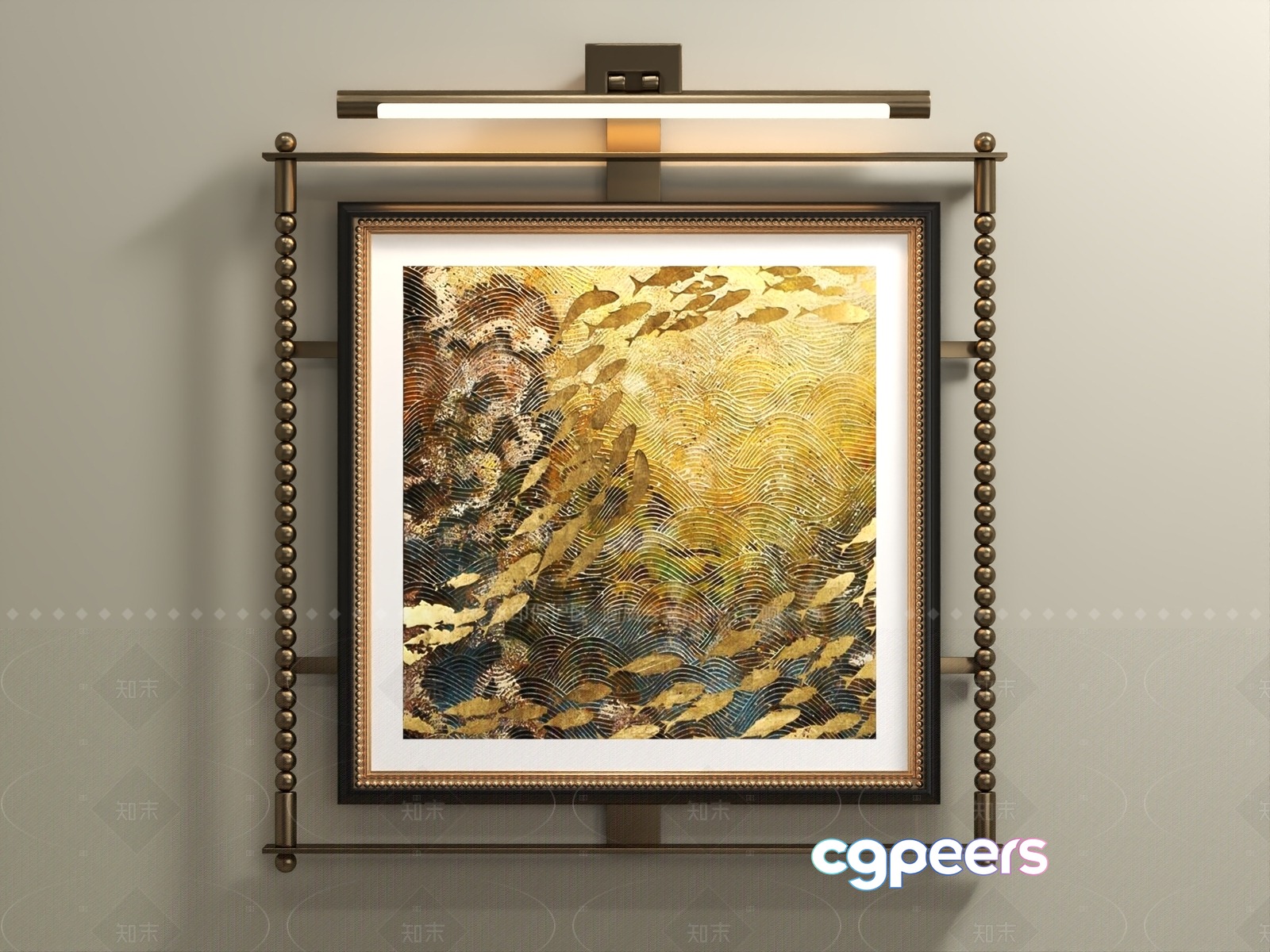 Gold Light Fixture 3D Model - 11369 - VRAY Render