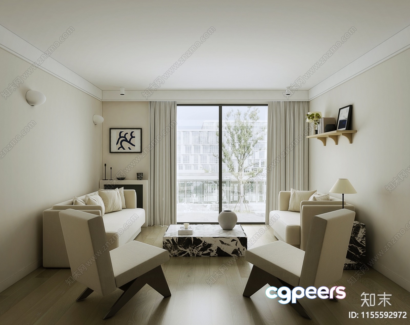 Modern Living Room 3D Model - 986 - VRAY Render