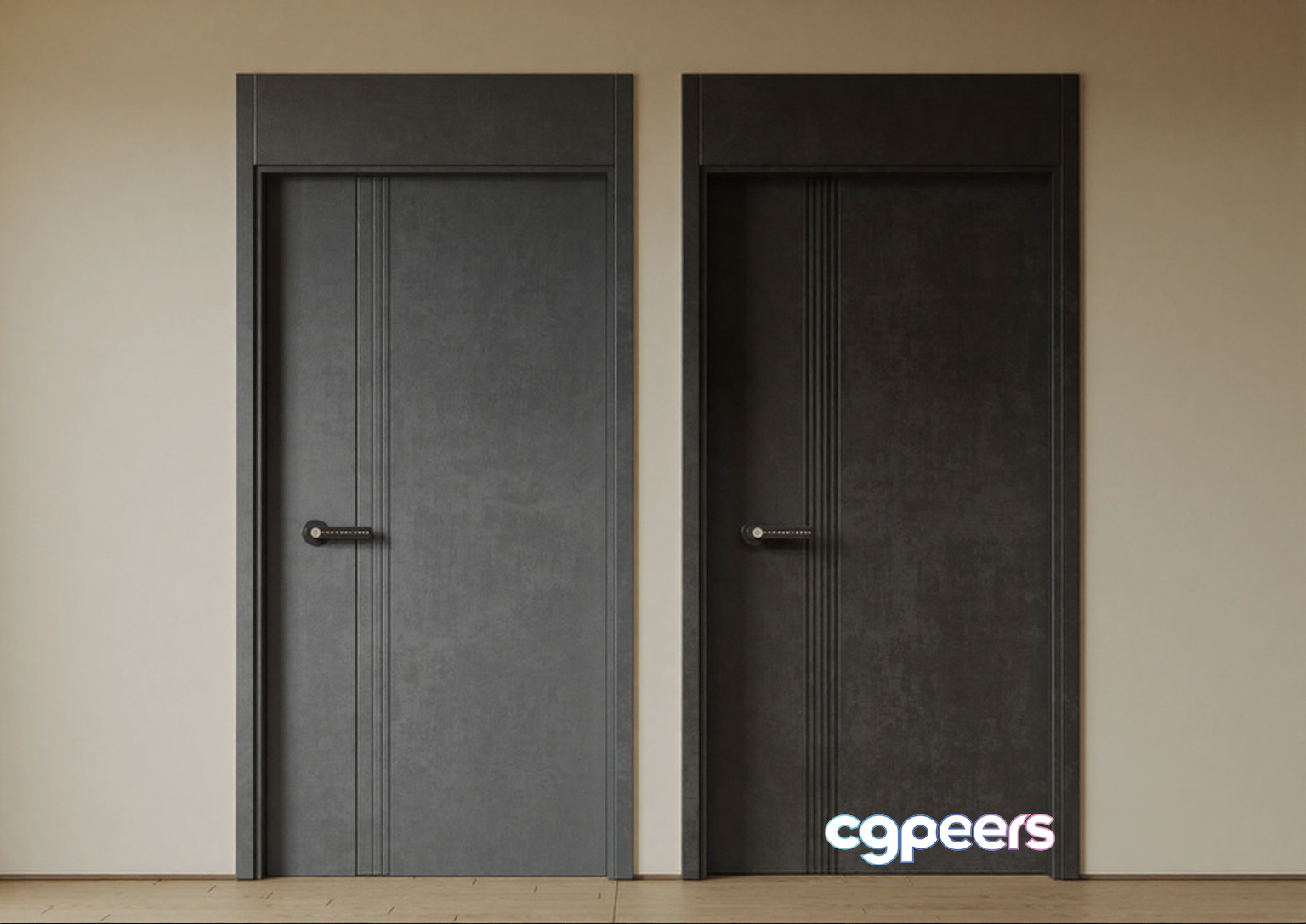 Two Dark Gray Doors 3D Model - 7938 - CORONA Render