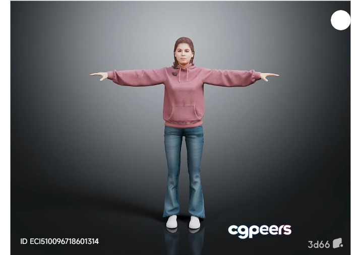 A Woman In A Pink Hoodie 3D Model - 6079 - VRAY Render