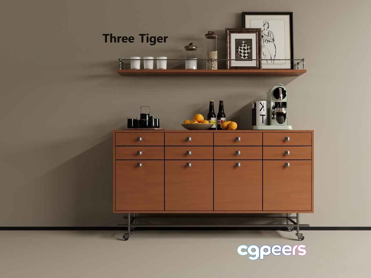 Modern Kitchen Sideboard 3D Model - 8706 - CORONA Render Modern Kitchen Sideboard 3D Model - 8706 - CORONA Render