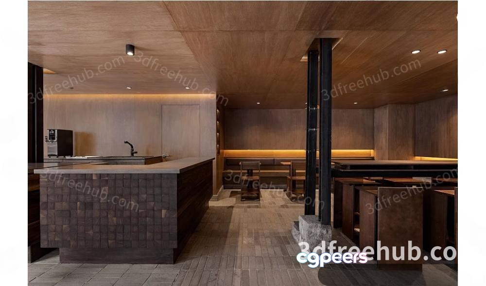 Modern Restaurant Interior 3D Model - 19168 - VRAY Render