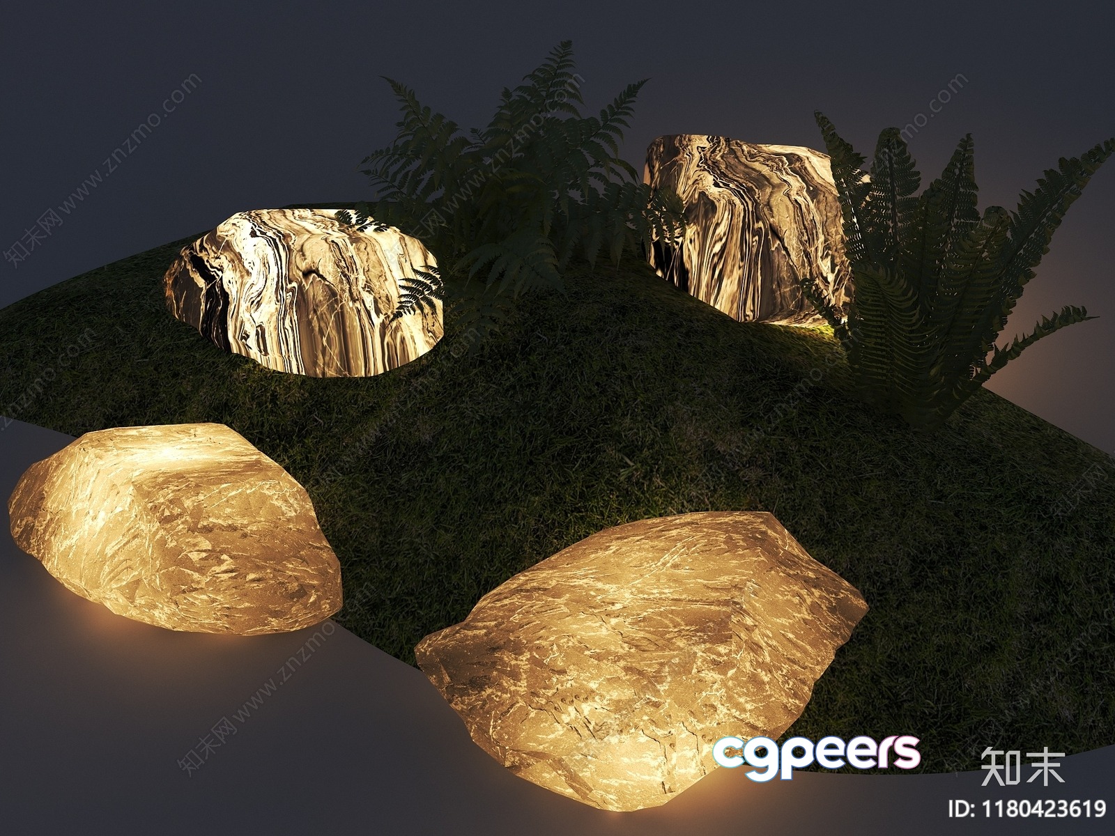 Rocks With Lights 3D Model - 11457 - VRAY Render