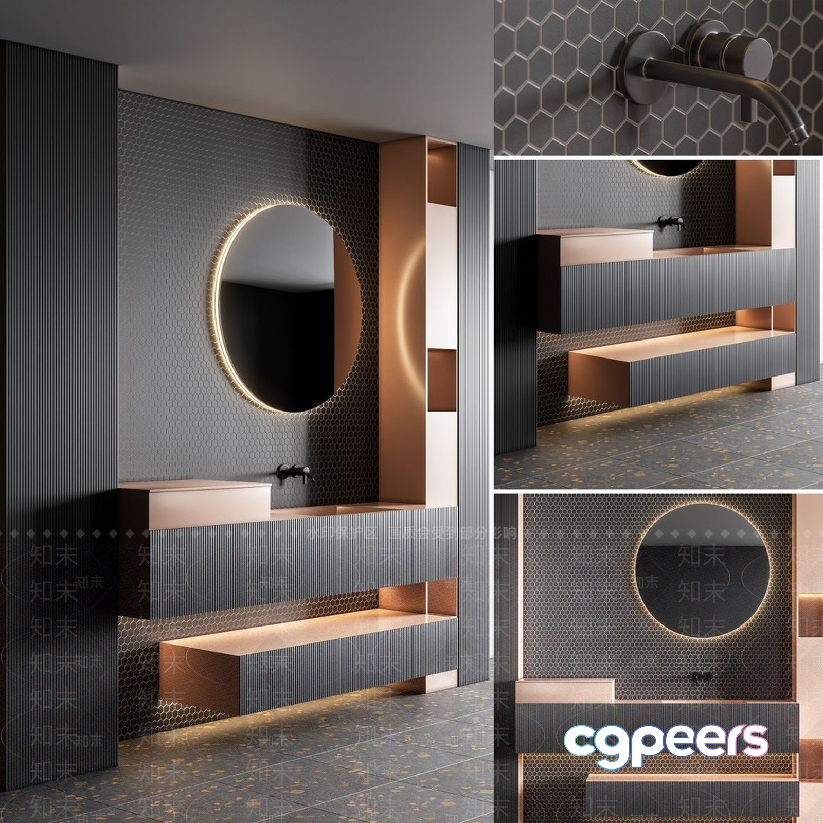 Modern Bathroom Vanity 3D Model - 11392 - VRAY Render Modern Bathroom Vanity 3D Model - 11392 - VRAY Render