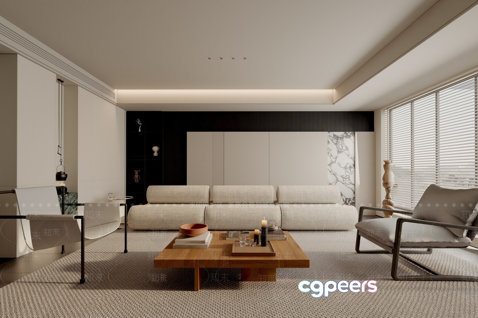 Modern Living Room 3D Model - 23380 - VRAY Render