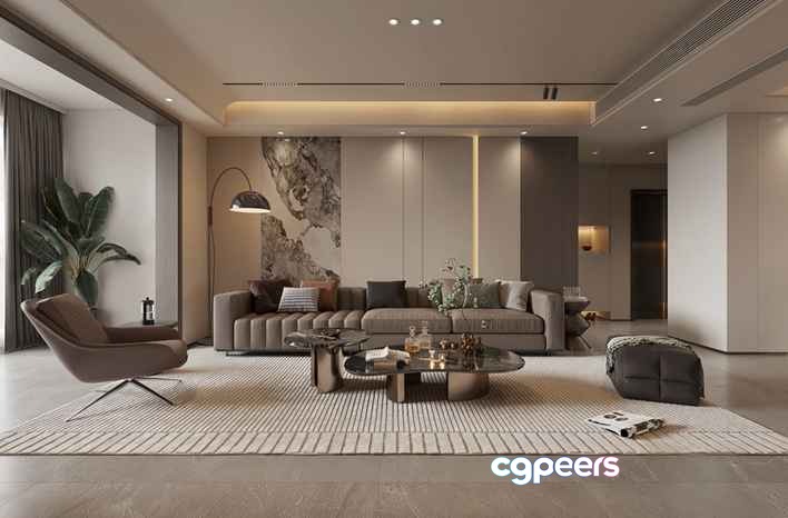 Modern Living Room 3D Model - 2490 - CORONA Render Modern Living Room 3D Model - 2490 - CORONA Render