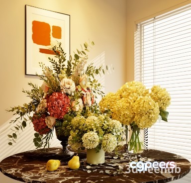 A Bouquet Of Flowers In A Vase 3D Model - 21518 - VRAY Render