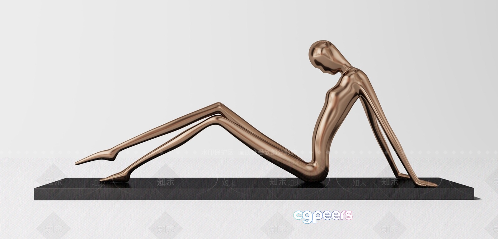 A Bronze Sculpture Of A Person 3D Model - 17005 - VRAY Render A Bronze Sculpture Of A Person 3D Model - 17005 - VRAY Render