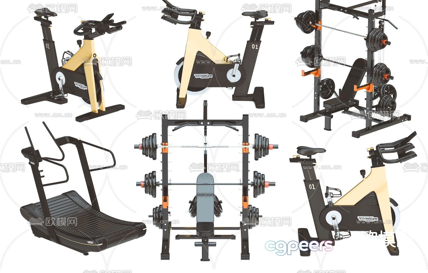 Black And Cream Exercise Equipment 3D Model - 14390 - VRAY Render