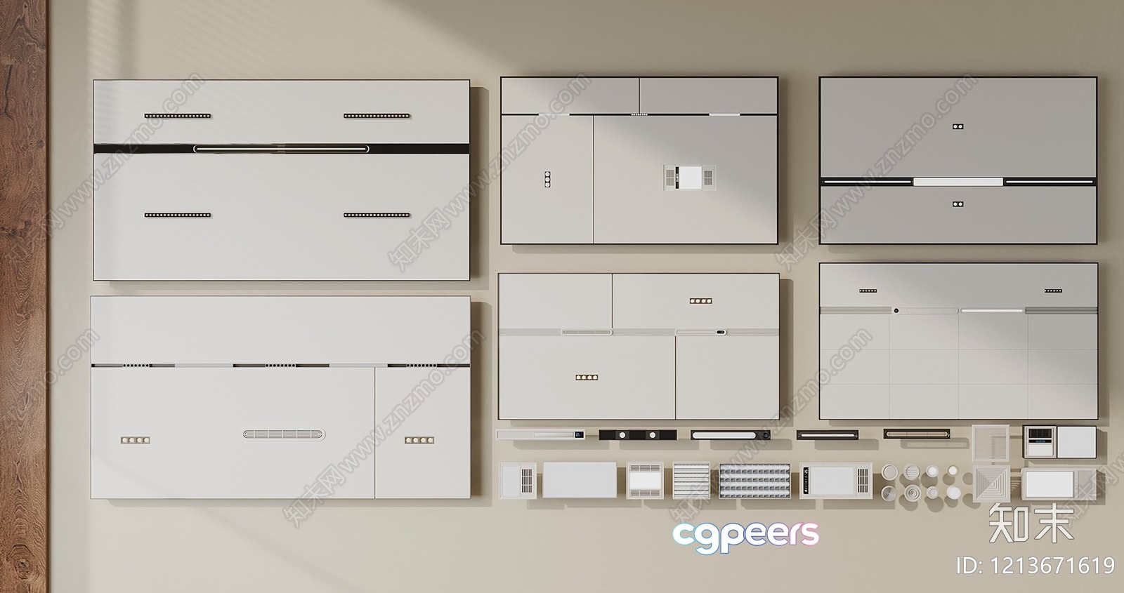 Modern White Wall Decor 3D Model - 10958 - VRAY Render