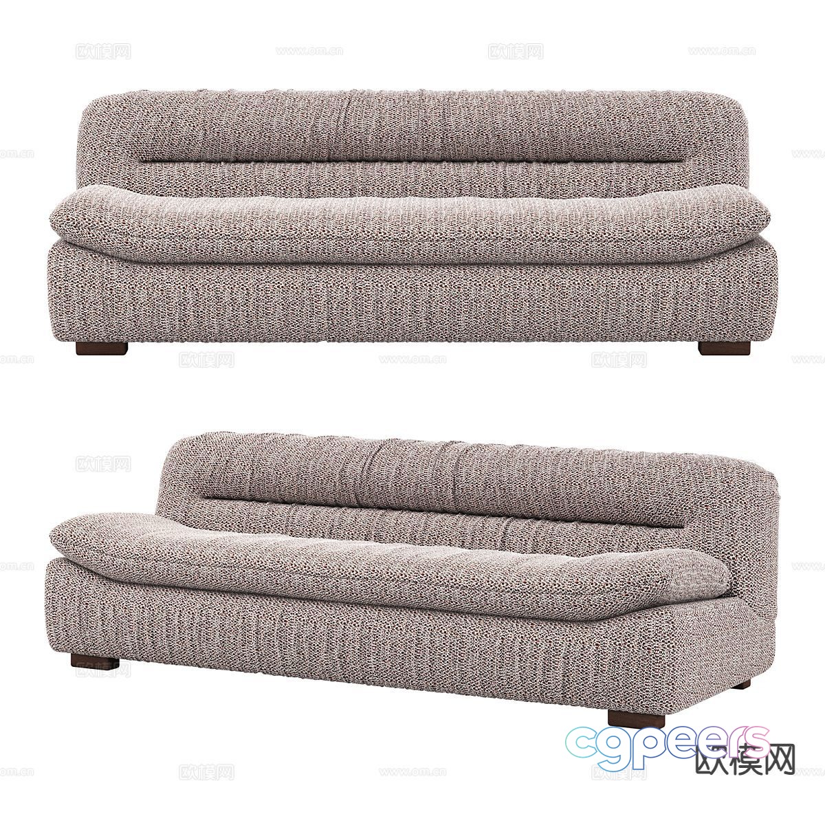 Gray Textured Couch 3D Model - 23748 - VRAY Render