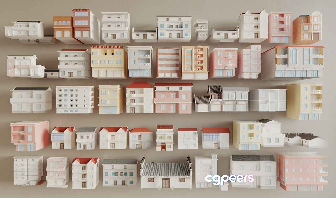 Miniature Model Houses 3D Model - 10793 - VRAY Render Miniature Model Houses 3D Model - 10793 - VRAY Render