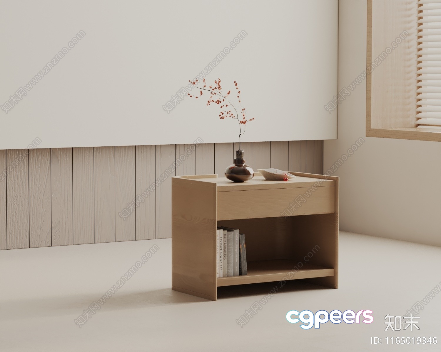 Wooden Bookshelf With Books 3D Model - 10008 - VRAY Render Wooden Bookshelf With Books 3D Model - 10008 - VRAY Render