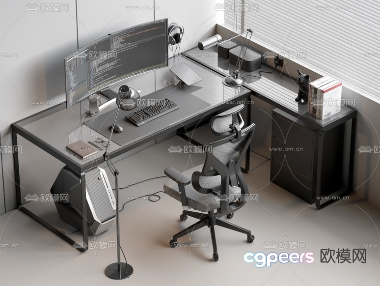 A Computer Desk 3D Model - 1925 - VRAY Render