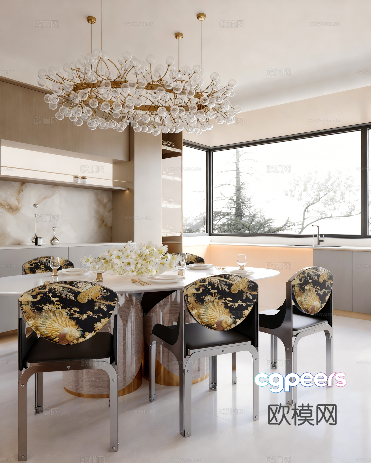 Modern Dining Room 3D Model - 20107 - VRAY Render Modern Dining Room 3D Model - 20107 - VRAY Render