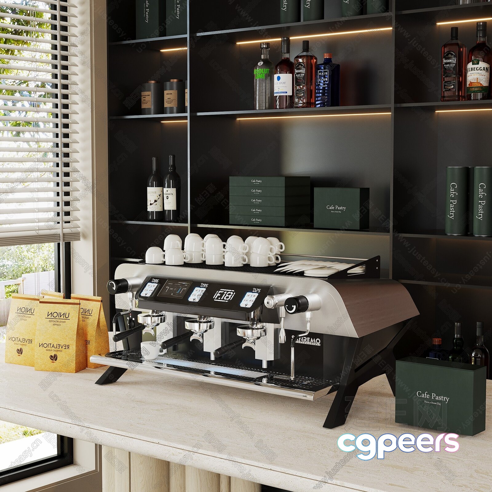 A Coffee Machine And Shelves 3D Model - 17111 - VRAY Render A Coffee Machine And Shelves 3D Model - 17111 - VRAY Render