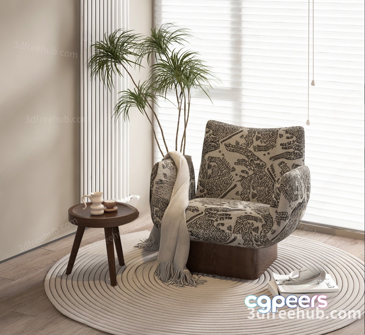 A Chair With A Patterned Fabric 3D Model - 21287 - VRAY Render A Chair With A Patterned Fabric 3D Model - 21287 - VRAY Render