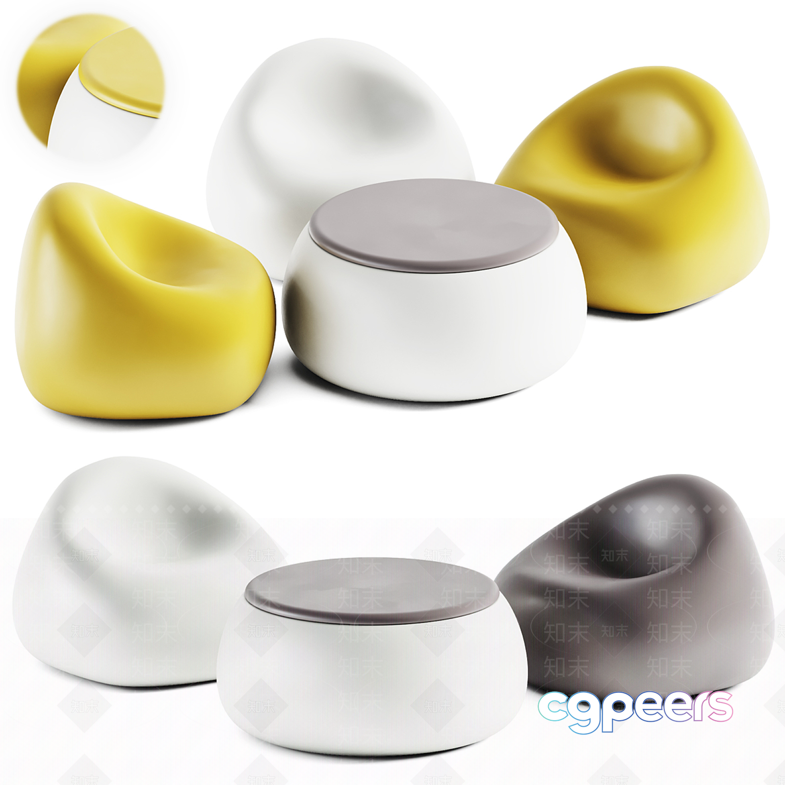 Modern Egg-Shaped Furniture 3D Model - 11889 - VRAY Render