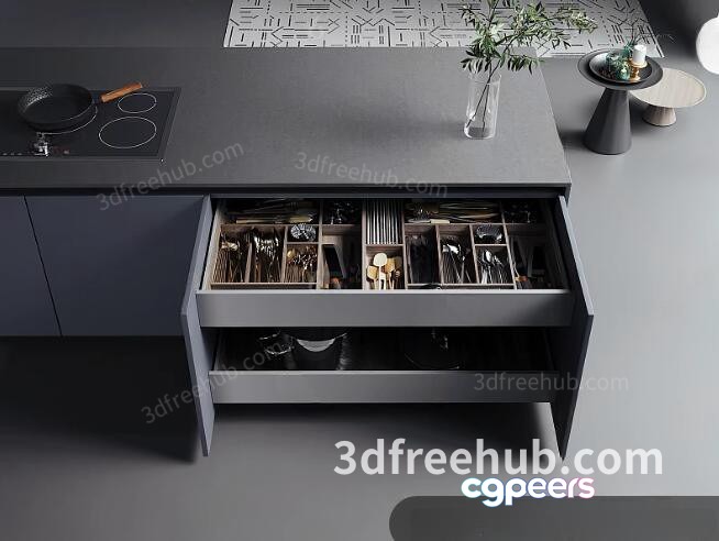 Modern Kitchen Island 3D Model - 22298 - VRAY Render Modern Kitchen Island 3D Model - 22298 - VRAY Render