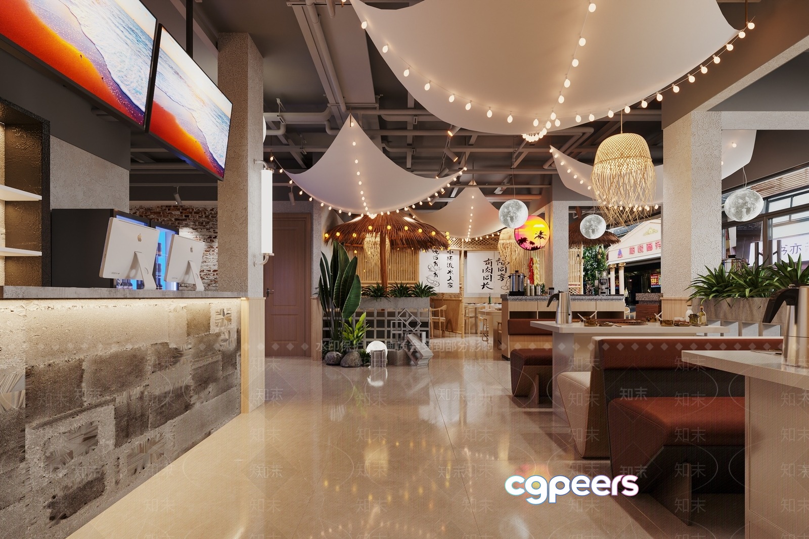 Modern Restaurant Interior 3D Model - 11893 - VRAY Render