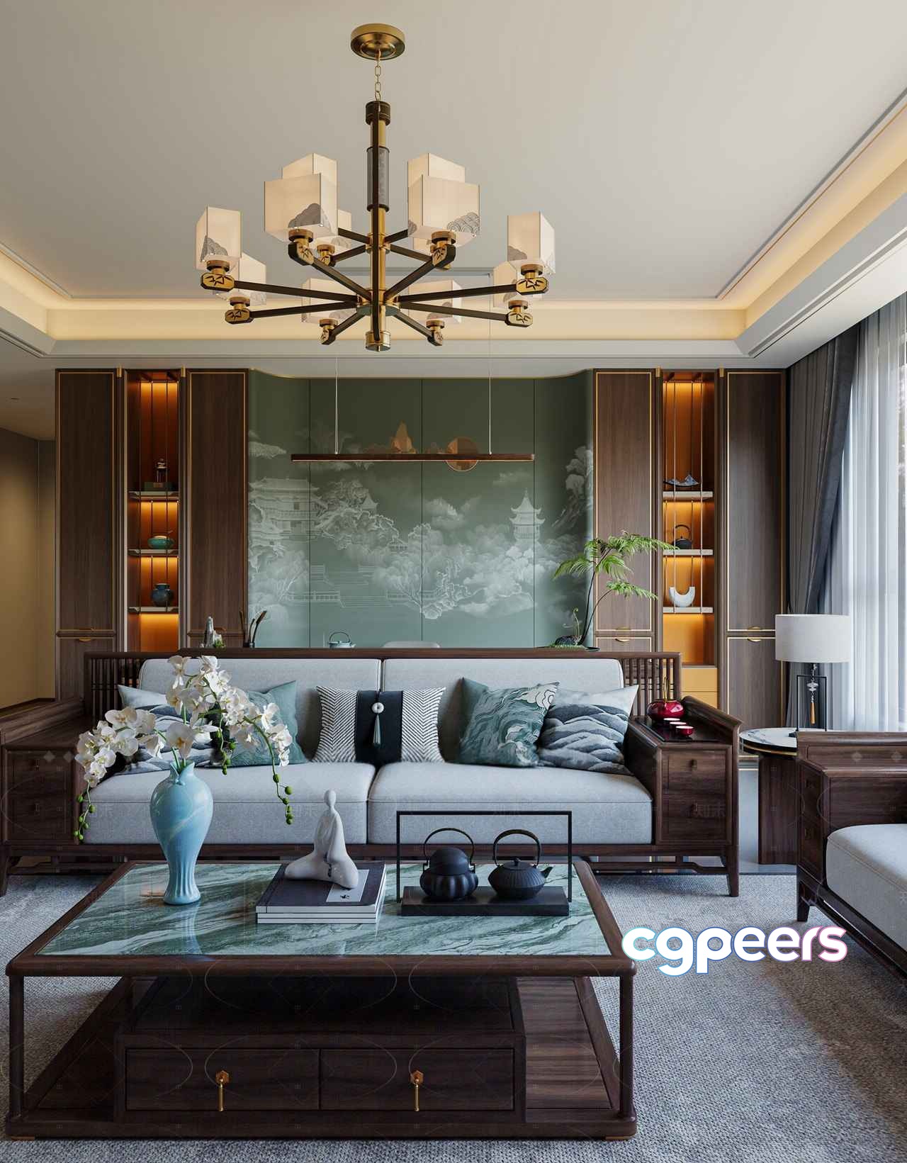 Modern Living Room 3D Model - 10606 - VRAY Render