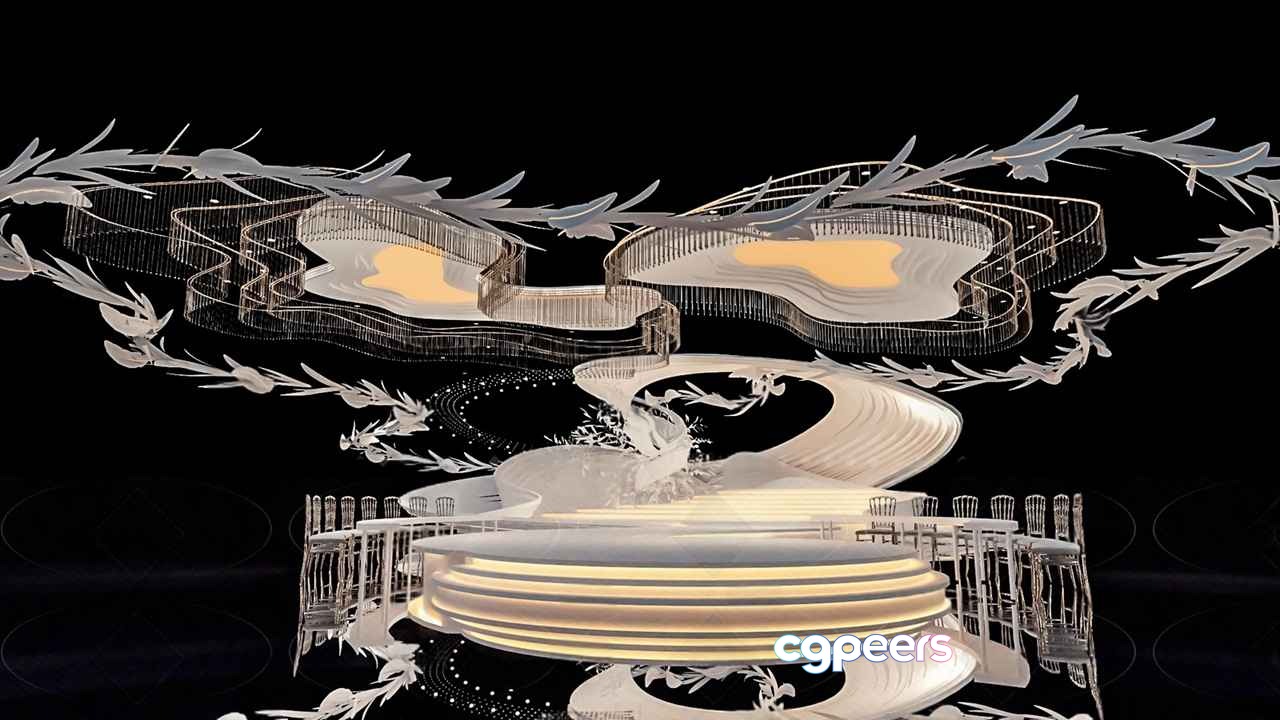 A 3D Model Of A Building With A Unique Design 3D Model - 1050 - VRAY Render A 3D Model Of A Building With A Unique Design 3D Model - 1050 - VRAY Render
