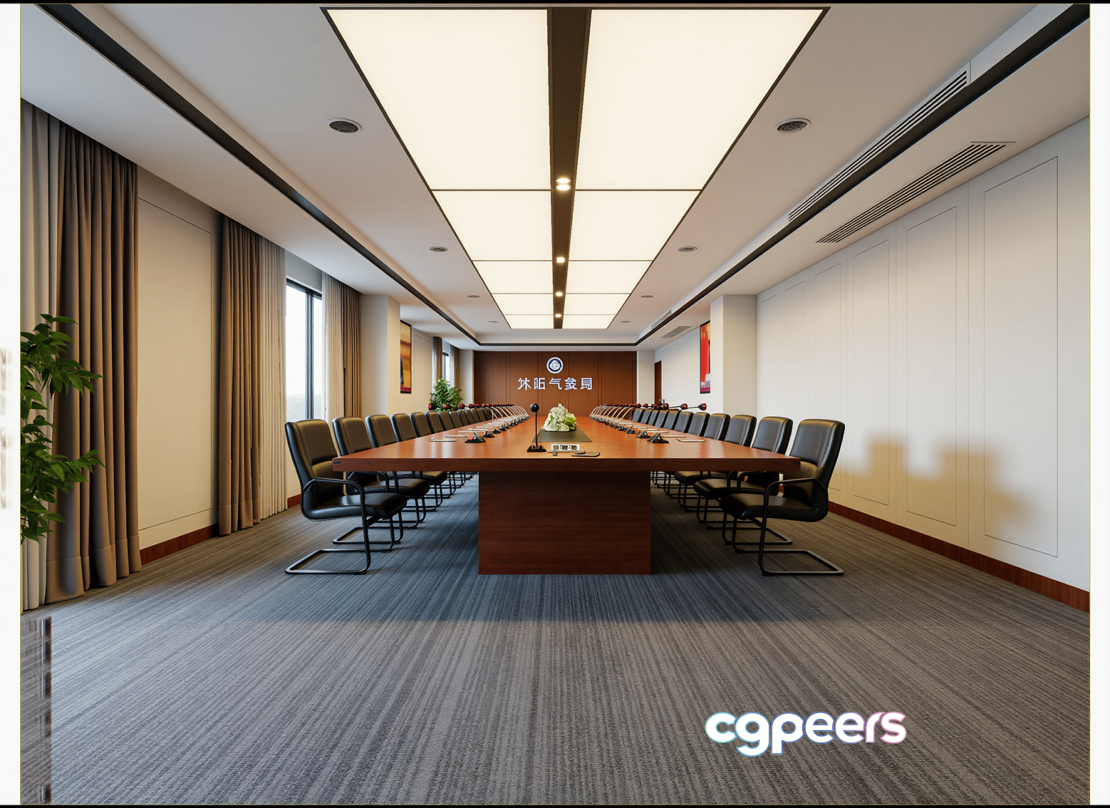 Long Conference Table 3D Model - 12568 - VRAY Render