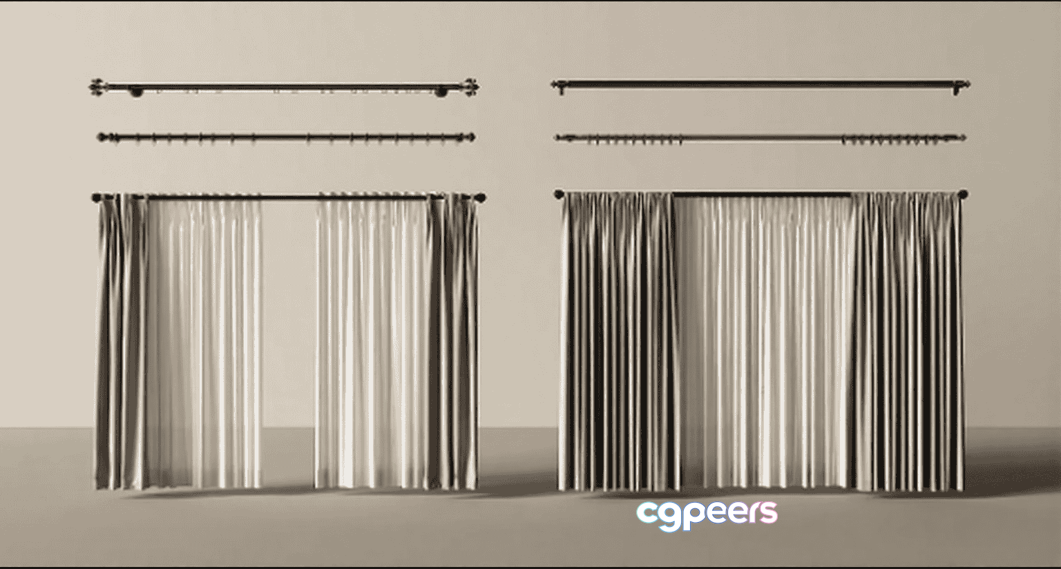 Two Sets Of Curtains 3D Model - 13774 - VRAY Render
